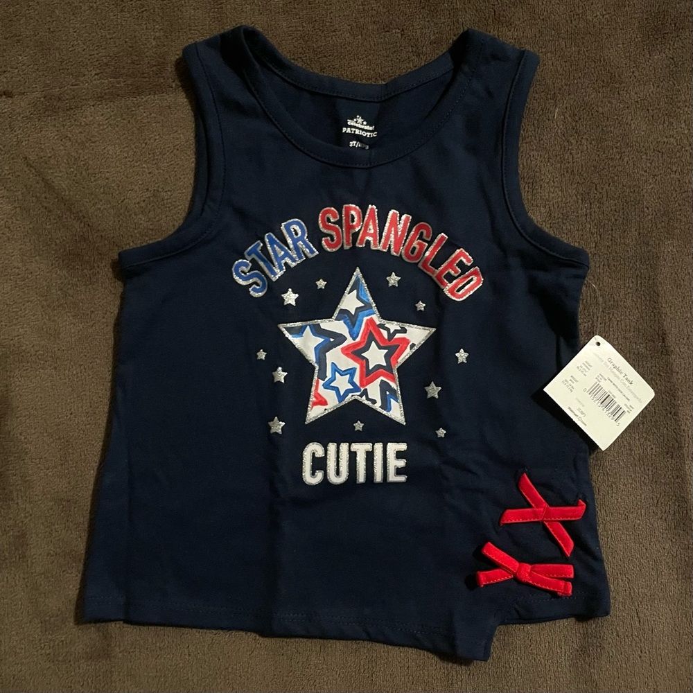 Way To Celebrate Toddler Little Girls “Star Spangle Cutie” Tank Top Shirt